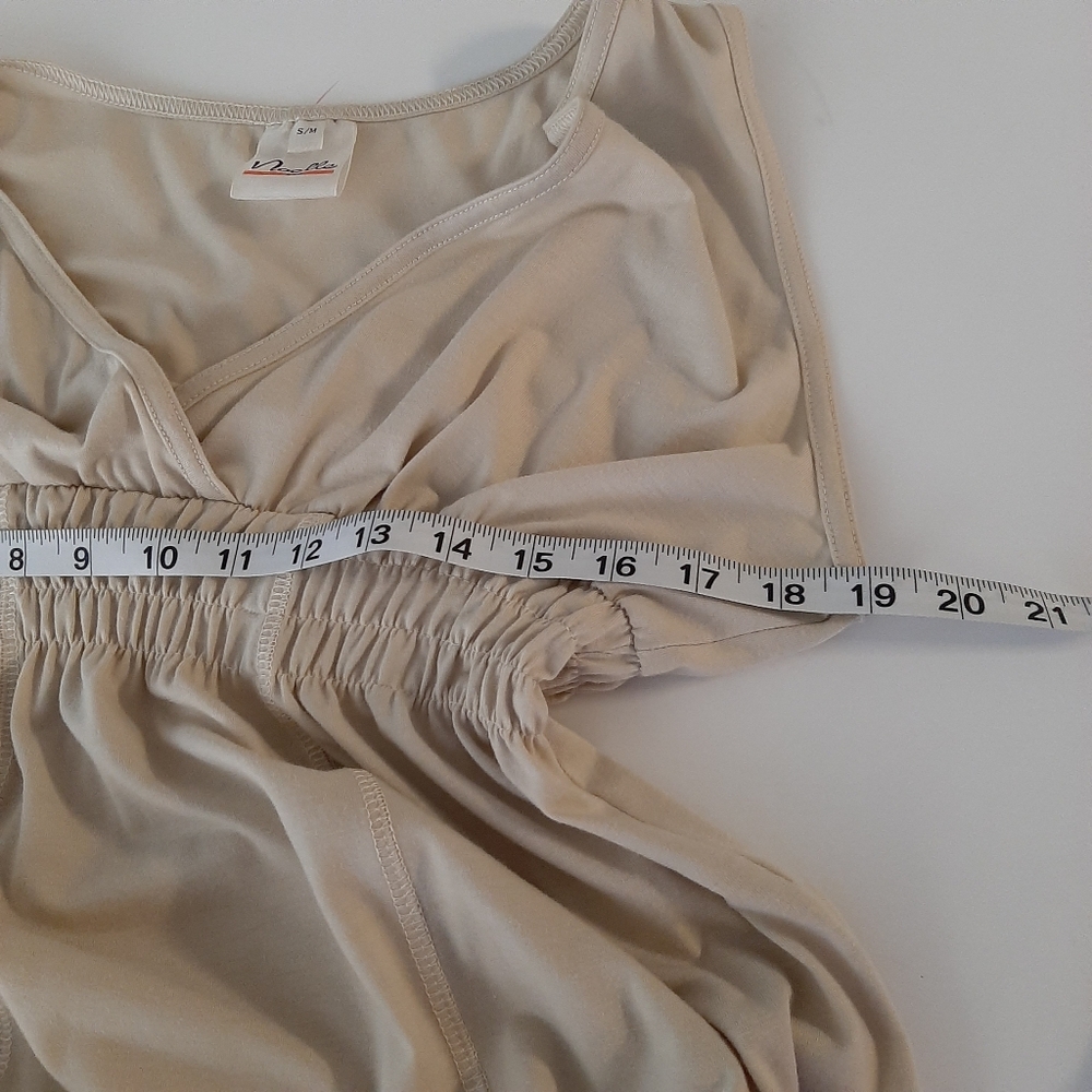 Noelle Lagenlook Tan and Cream Midi To Maxi Dress Size Medium - Picture 12 of 15